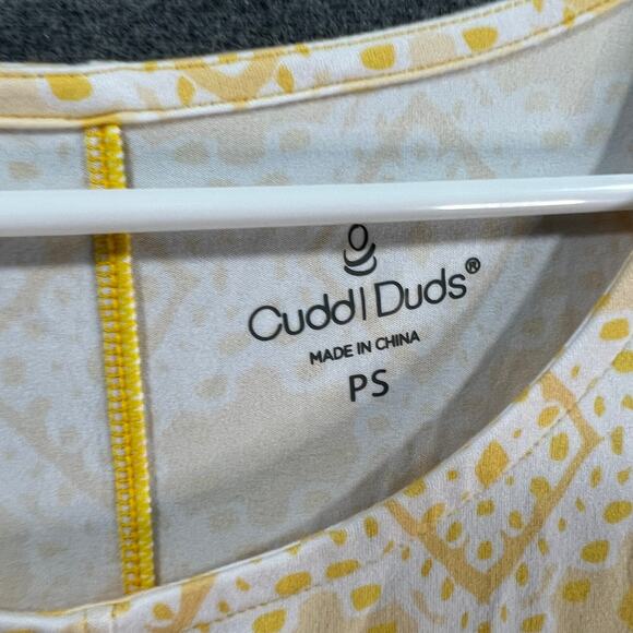 Cuddl Duds Petite Flexwear Paneled Maxi Dress Yellow Eyelet, Petite Small - Picture 3 of 11